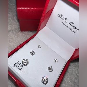 Cubic Zirconia 3-Pc. Set Graduated Stud Earrings Macys RH Fine Jewlery